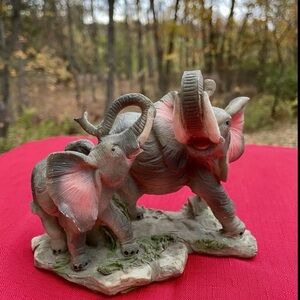 Elephant Sculpture with Pink and Gray Accents